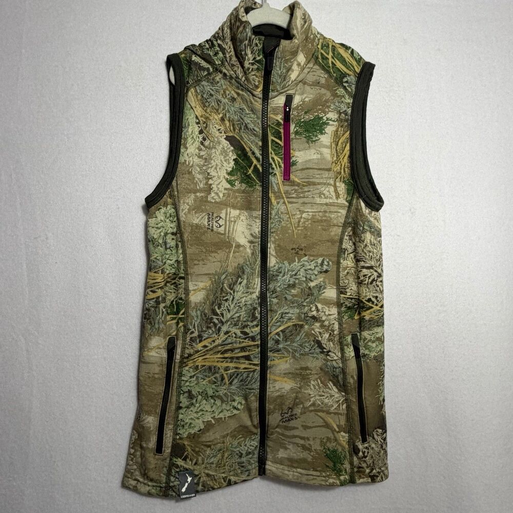 Icebreaker Realtree Merino Wool Camouflage Cascade Vest Women's XS Zip Hunting